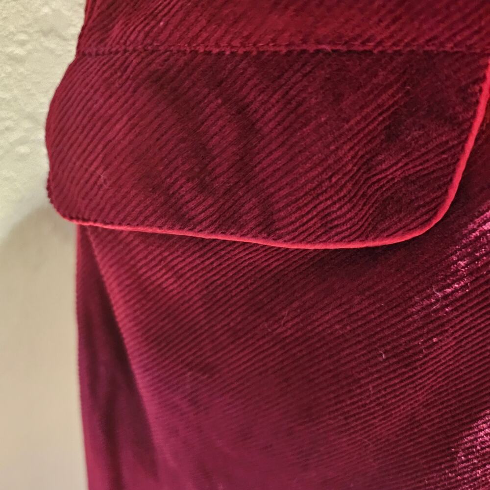 Burgundy Corduroy Velvet S Long Coat Statement Dramatic Gothic Victorian Cosplay - Picture 11 of 16